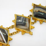 Georgian Yellow Metal & Banded Agate Set Panel Bracelet Antique c1790