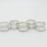 Set of Five Sterling Silver No. 1,2,3,4,5 Napkin Rings Antique 1909 Birmingham