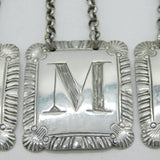 George III Set of Sterling Silver Decanter Labels Port, Claret, Madeira Antique 1815 London