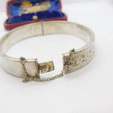 Sterling Silver Aesthetic Floral Cuff Bangle 1939 Antique Birmingham Deco