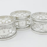 Set of Five Sterling Silver No. 1,2,3,4,5 Napkin Rings Antique 1909 Birmingham