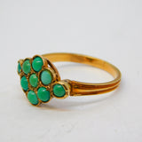 Victorian 9ct Yellow Gold & Turquoise Set Floral Cluster Ring Antique c1880