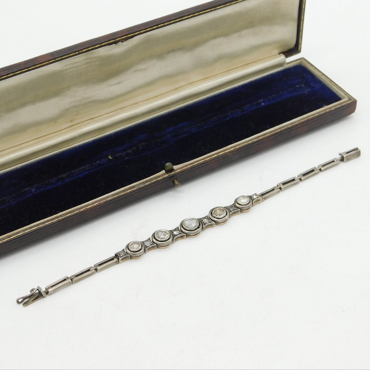 George III 9ct Gold & Silver Graduating Old-Cut Diamond Bracelet Antique c1790