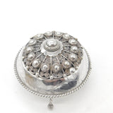 Victorian Middle Eastern Sterling Silver Trinket Box Acorn Feet Antique c1860
