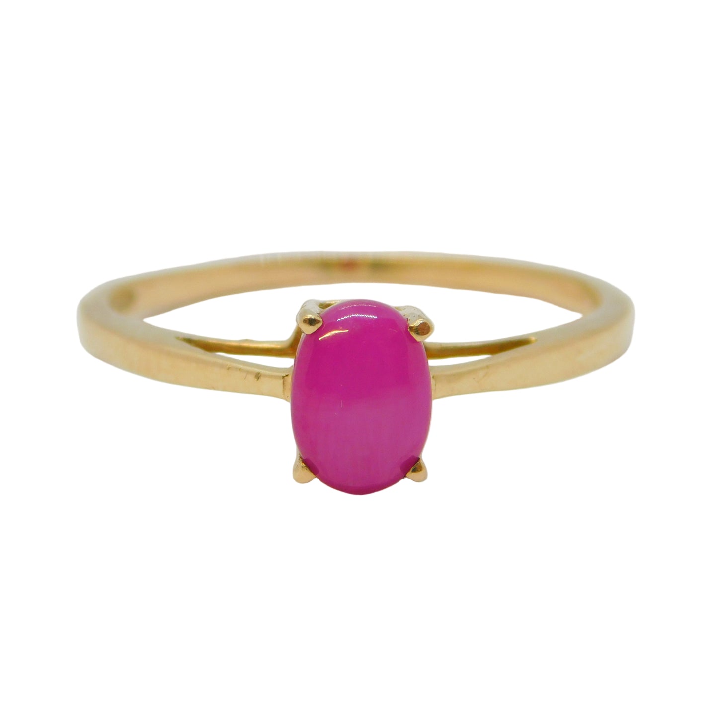 10ct Yellow Gold Cabochon Cut 0.4ct Star Ruby Solitaire Ring Vintage c1990