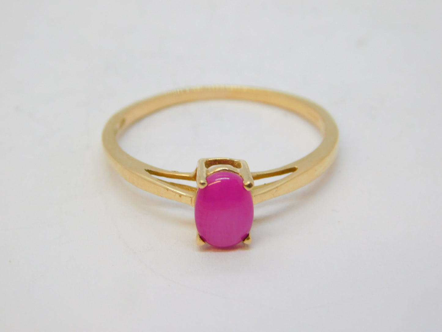 10ct Yellow Gold Cabochon Cut 0.4ct Star Ruby Solitaire Ring Vintage c1990