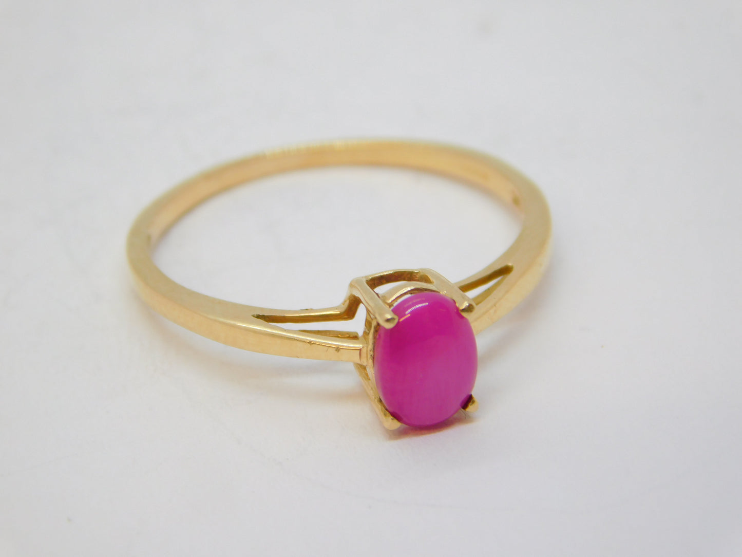 10ct Yellow Gold Cabochon Cut 0.4ct Star Ruby Solitaire Ring Vintage c1990