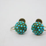 19th Century Austro-Hungarian Sterling Silver Turquoise Screw-Back Earrings c1890