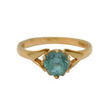 9ct Yellow Gold & Blue Topaz Set Solitaire Ring Vintage 1969 London