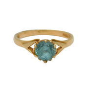 9ct Yellow Gold & Blue Topaz Set Solitaire Ring Vintage 1969 London