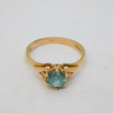 9ct Yellow Gold & Blue Topaz Set Solitaire Ring Vintage 1969 London