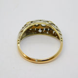 George III 9ct Yellow Gold & Silver Set Old-Cut Diamond Boat Ring Antique c1780