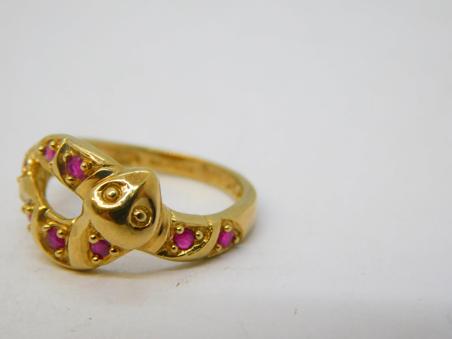 9ct Yellow Gold Ruby Set Snake or Serpent Dress Ring Vintage 2003 Birmingham