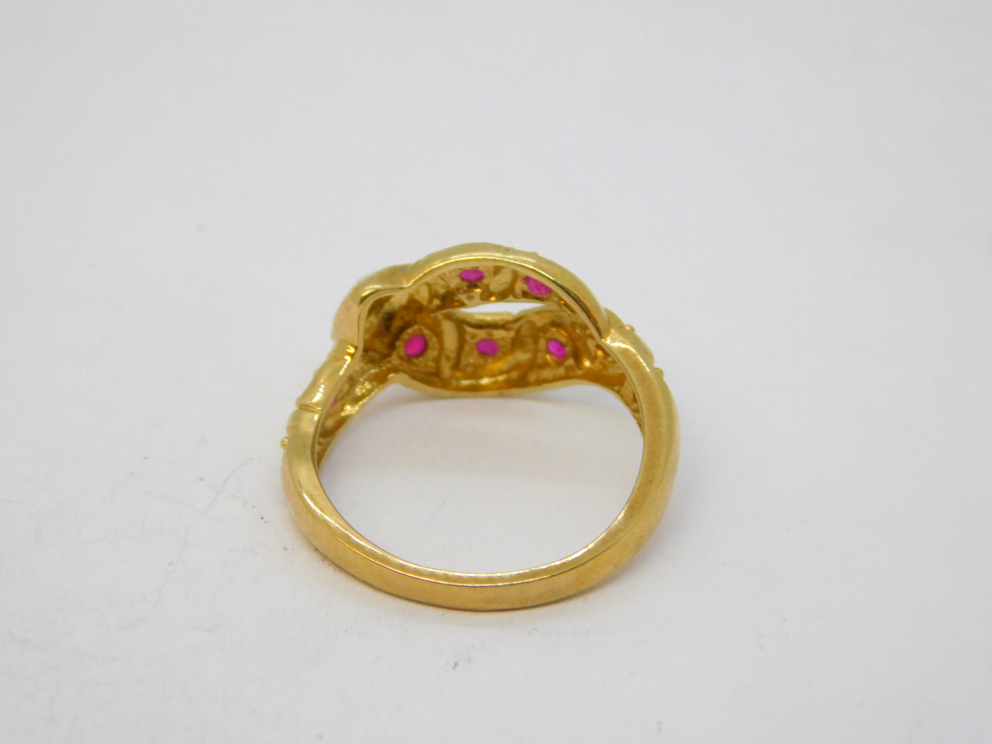9ct Yellow Gold Ruby Set Snake or Serpent Dress Ring Vintage 2003 Birmingham