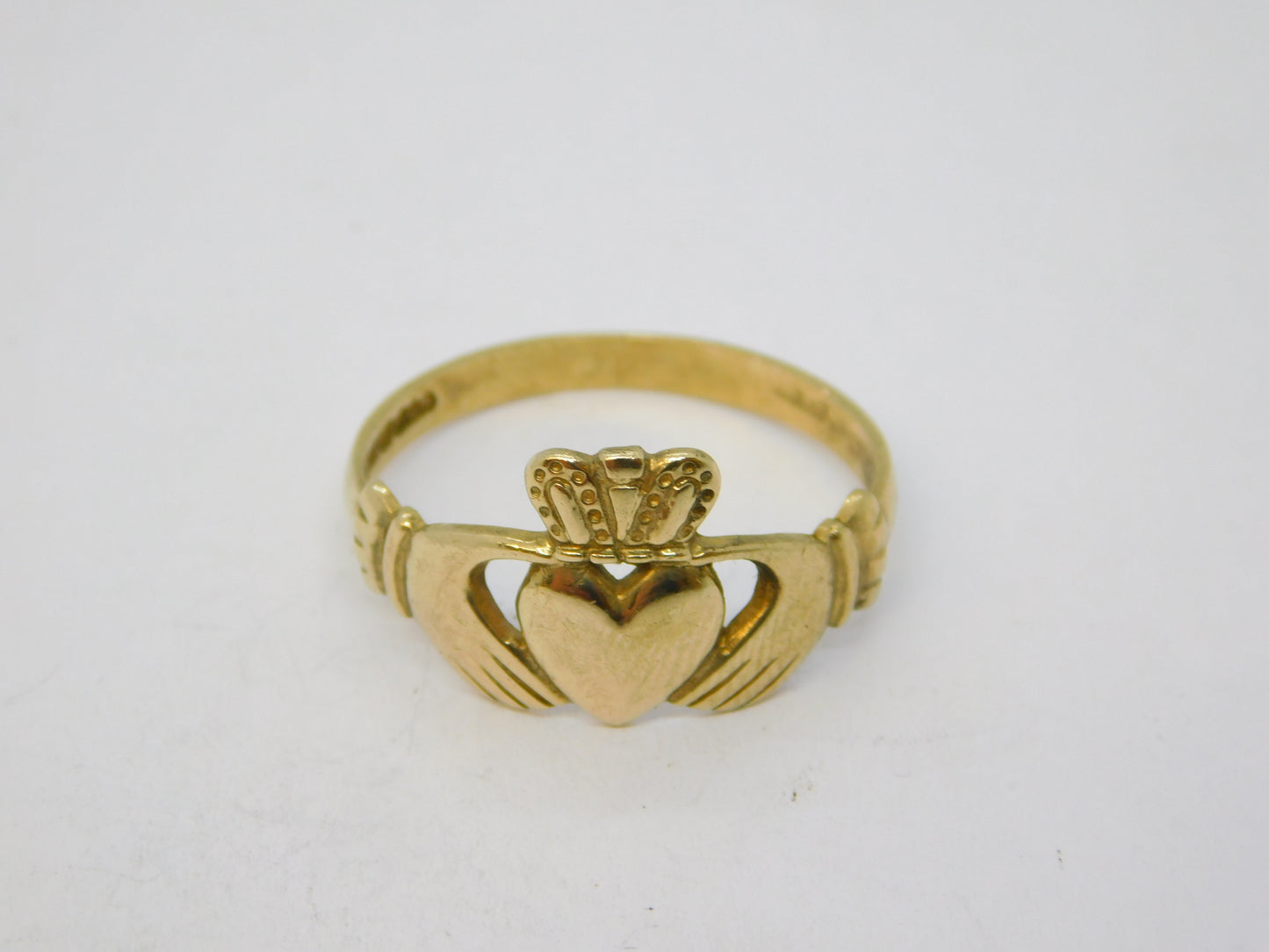9ct Yellow Gold Irish Claddagh Wedding Ring Vintage c1970 Birmingham
