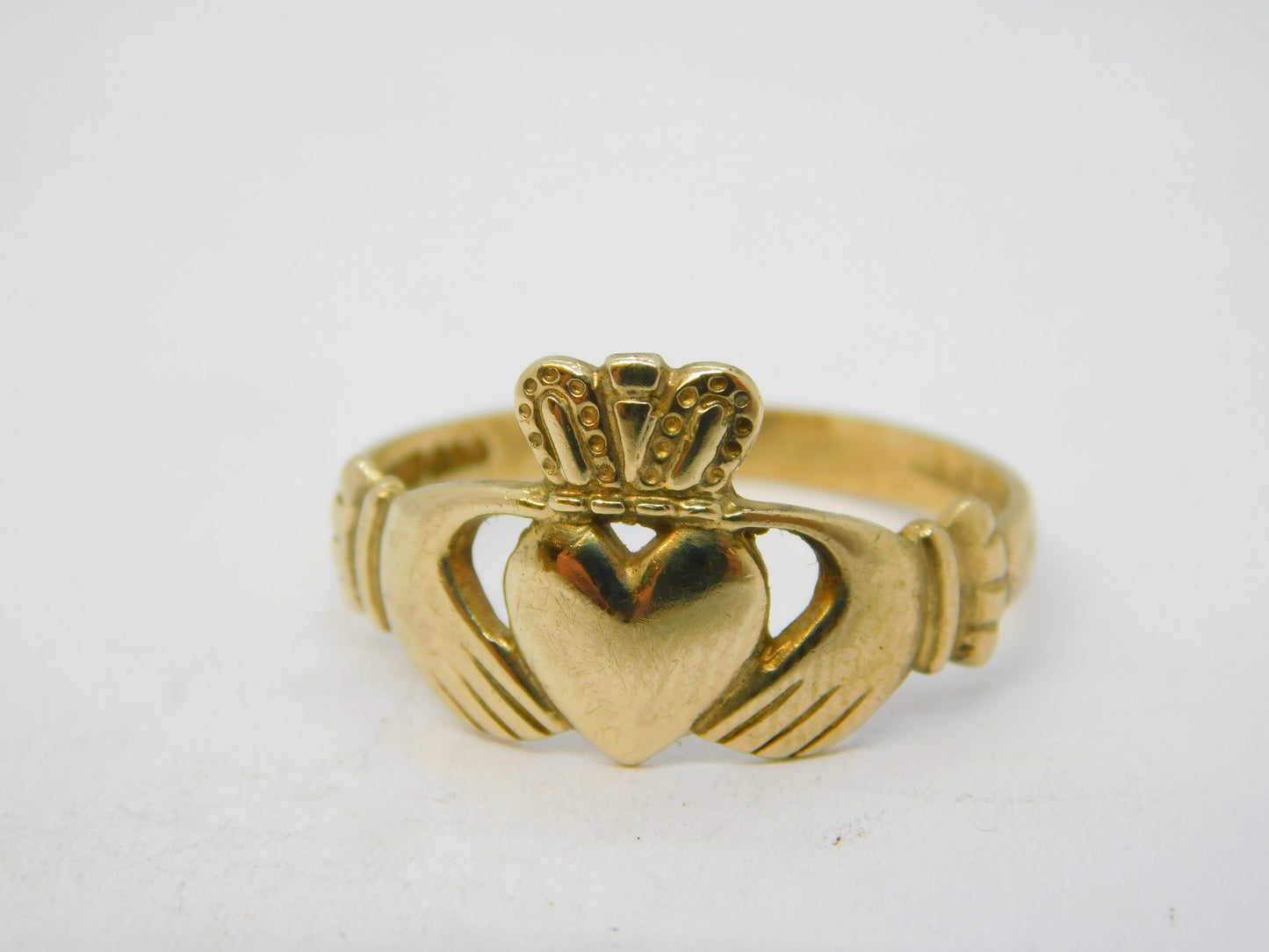 9ct Yellow Gold Irish Claddagh Wedding Ring Vintage c1970 Birmingham