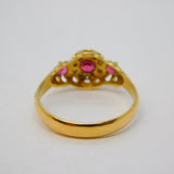 Edwardian 18ct Yellow Gold, Ruby & Diamond Floral Dress Ring Antique 1910 Chester