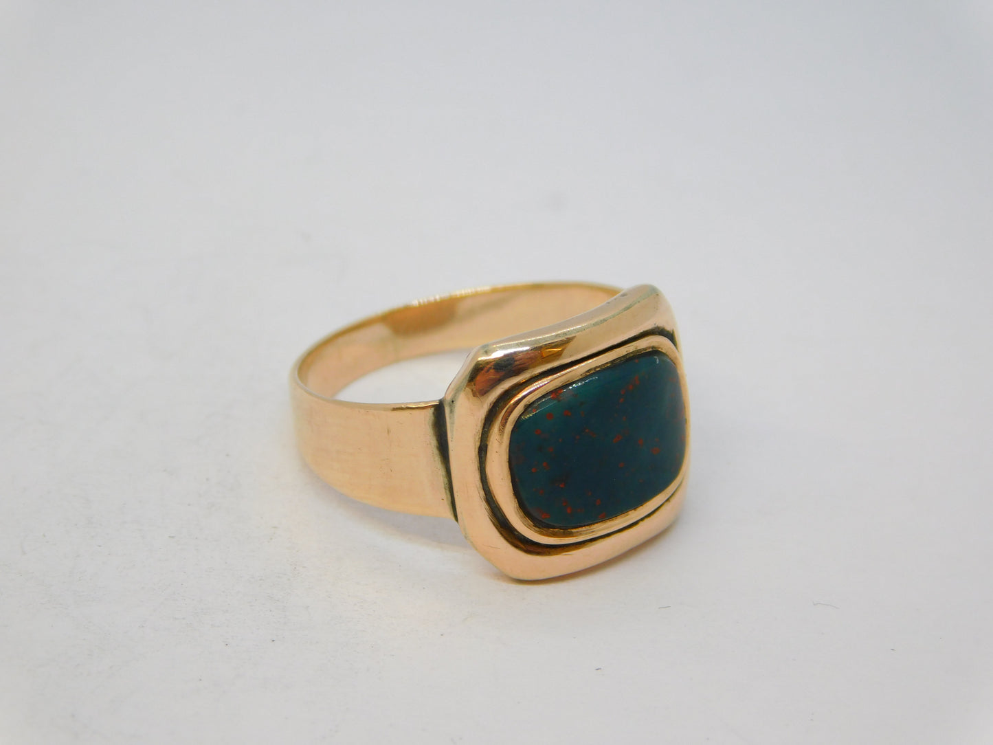 George III 9ct Rose Gold Bloodstone Set Mourning Ring Antique c1800