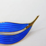 Aksel Holmsen Norway Sterling Silver Blue Enamel Leaf Brooch Antique c1930