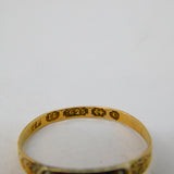 Victorian 15ct Gold, Coral, Seed Pearl Mourning Ring 'Anna, 1870' Antique