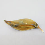 Aksel Holmsen Norway Sterling Silver Blue Enamel Leaf Brooch Antique c1930