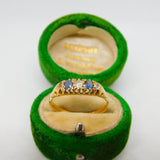 Victorian 18ct Gold, Sapphire & Diamond Boat Ring Antique c1880