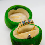 Victorian 18ct Gold, Sapphire & Diamond Boat Ring Antique c1880