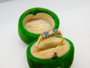 Victorian 18ct Gold, Sapphire & Diamond Boat Ring Antique c1880