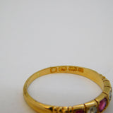 Victorian 18ct Yellow Gold, Ruby & Diamond Five-Stone Ring Antique 1894 Birmingham