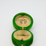 15ct Yellow Gold & Seed Pearl Set Lucky Horseshoe Stick Pin Antique c1910