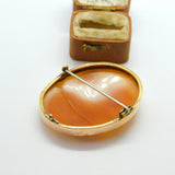 Victorian 9ct Rose Gold Carved Shell Cameo Hebe Feeding Eagle Brooch c1850