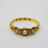 Victorian 18ct Yellow Gold, Diamond & Pearl Dress Ring Antique 1866 Birmingham