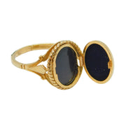 9ct Yellow Gold Opening Locket Face Dress Ring Vintage c1970 Birmingham