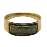 George III 10ct Yellow Gold, Enamel, Hair-Set Mourning Ring Antique c1800