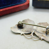 Guilloche Enamel Sterling Silver Butterfly Brooch Pin by J Aitkin & Sons Antique