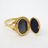 9ct Yellow Gold Opening Locket Face Dress Ring Vintage c1970 Birmingham