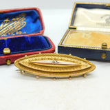 Diamond in 9ct Gold Locket Mourning Brooch Pin Antique Victorian c1860
