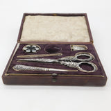 Victorian Boxed Sterling Silver Etui Sewing Set with Original Tools c1890