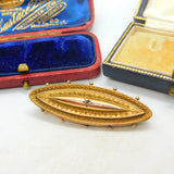 Diamond in 9ct Gold Locket Mourning Brooch Pin Antique Victorian c1860