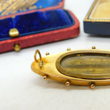 Diamond in 9ct Gold Locket Mourning Brooch Pin Antique Victorian c1860