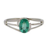9ct White Gold & 0.75ct Oval-Cut Emerald Dress Ring Vintage 2005 Birmingham