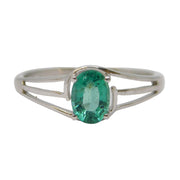 9ct White Gold & 0.75ct Oval-Cut Emerald Dress Ring Vintage 2005 Birmingham