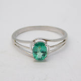 9ct White Gold & 0.75ct Oval-Cut Emerald Dress Ring Vintage 2005 Birmingham