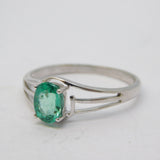 9ct White Gold & 0.75ct Oval-Cut Emerald Dress Ring Vintage 2005 Birmingham