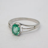 9ct White Gold & 0.75ct Oval-Cut Emerald Dress Ring Vintage 2005 Birmingham