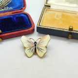 Norwegian Guilloche Enamel Sterling Silver Butterfly Brooch Pin O.F. Hjortdahl c1950