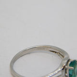 9ct White Gold & 0.75ct Oval-Cut Emerald Dress Ring Vintage 2005 Birmingham