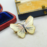 Norwegian Guilloche Enamel Sterling Silver Butterfly Brooch Pin O.F. Hjortdahl c1950