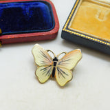 Norwegian Guilloche Enamel Sterling Silver Butterfly Brooch Pin O.F. Hjortdahl c1950