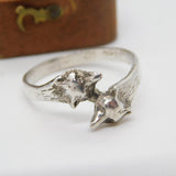 Sterling Silver Fox Mask Head Crossover Band Ring Vintage 1985 Sheffield